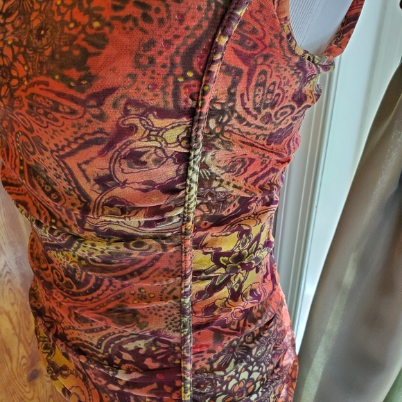 3/$20 Tribal | Inside-Out Ruched Patterned Tank - Picture 5 of 6